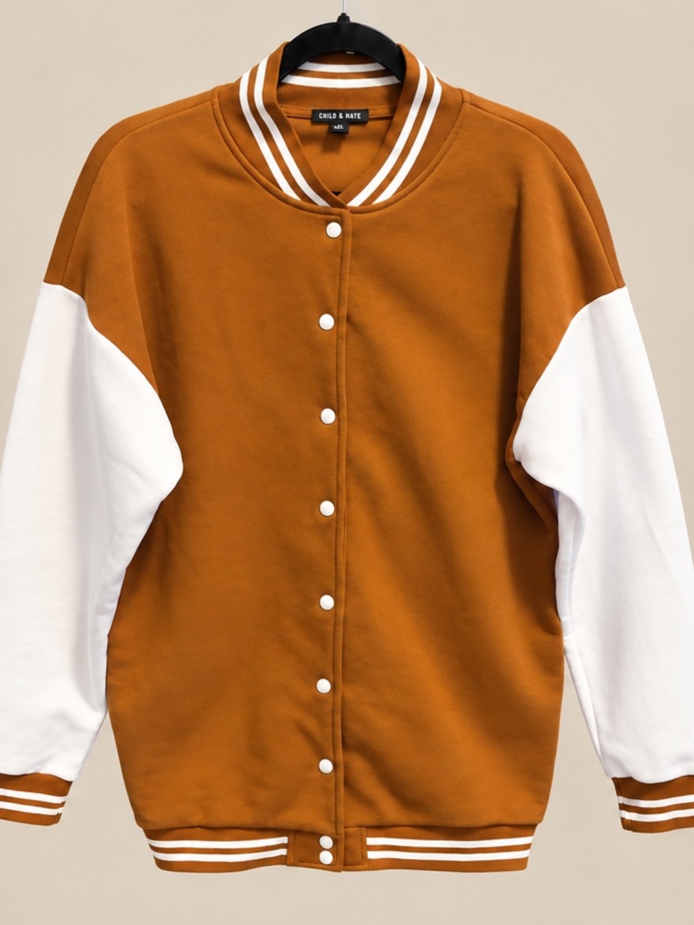 Women's Rust and White Classic Varsity Jacket by Ellie & Kate